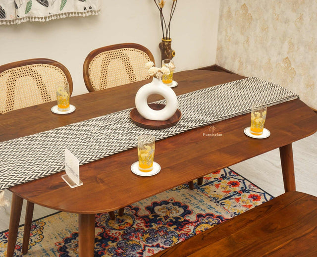 Antilia Solid Wood Four Seater Dining set with Two Chairs and Bench - Dining Set - Furniselan - Teak-Finish