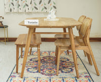 Antilia Solid Wood Four Seater Dining set with Two Chairs and Bench Furniselan Natural Finish