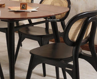 Antilia Solid Wood Four Seater Dining set with Two Chairs and Bench Furniselan Black Finish
