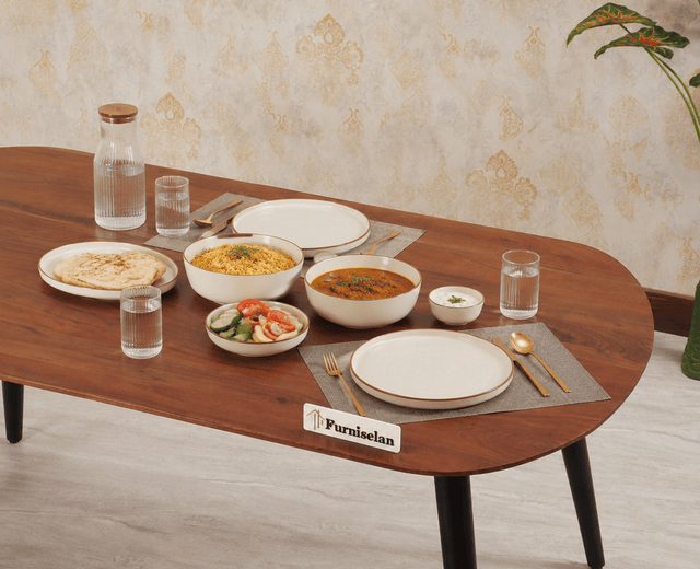 Antilia Solid Wood Four Seater Dining set with Two Chairs and Bench - Dining Set - Furniselan - Black Finish