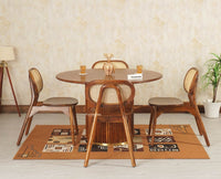 Antilia Solid Wood Four Seater Round Dining Set with Four Chairs - Dining Set - Furniselan
