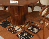 Antilia Solid Wood Four Seater Round Dining Set with Four Chairs - Dining Set - Furniselan