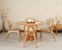 Antilia Solid Wood Four Seater Round Dining Set with Four Chairs - Dining Set - Furniselan