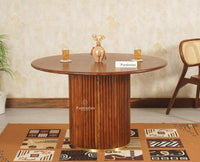 Antilia Solid Wood Four Seater Round Dining Set with Four Chairs - Dining Set - Furniselan