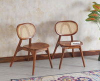 Antilia Solid Wood Four Seater Round Dining Set with Four Chairs - Dining Set - Furniselan