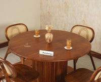 Antilia Solid Wood Four Seater Round Dining Set with Four Chairs - Dining Set - Furniselan