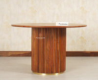 Antilia Solid Wood Four Seater Round Dining Set with Four Chairs - Dining Set - Furniselan