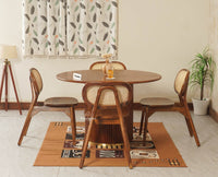 Antilia Solid Wood Four Seater Round Dining Set with Four Chairs - Dining Set - Furniselan