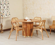 Antilia Solid Wood Four Seater Round Dining Set with Four Chairs