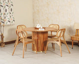 Antilia Solid Wood Four Seater Round Dining Set with Four Chairs