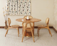 Antilia Solid Wood Four Seater Round Dining Set with Four Chairs - Dining Set - Furniselan