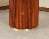 Antilia Solid Wood Four Seater Round Dining Table - Dining Set - Furniselan Brown Finish