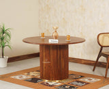 Antilia Solid Wood Four Seater Round Dining Table - Dining Set - Furniselan Teak Finish