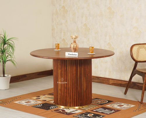 Antilia Solid Wood Four Seater Round Dining Table
