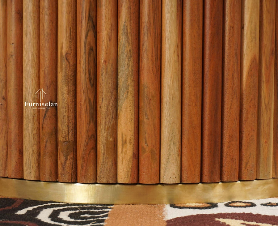 Antilia Solid Wood Four Seater Round Dining Table - Dining Set - Furniselan Natural Finish