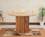 Antilia Solid Wood Four Seater Round Dining Table - Dining Set - Furniselan Natural Finish