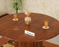 Antilia Solid Wood Four Seater Round Dining Table - Dining Set - Furniselan