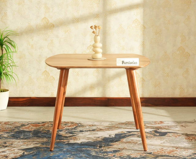 Antilia Solid Wood Four-Two Seater Dining Table Natural Finish