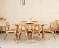 Antilia Solid Wood Six Seater Dining set with Six Chairs - Dining Set - Furniselan