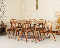Antilia Solid Wood Six Seater Dining set with Six Chairs - Dining Set - Furniselan