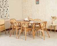 Antilia Solid Wood Six Seater Dining set with Six Chairs - Dining Set - Furniselan