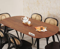 Antilia Solid Wood Six Seater Dining set with Six Chairs - Dining Set - Furniselan - Black-Finish