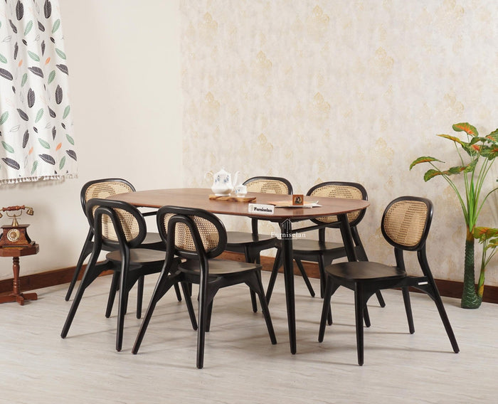 Antilia Solid Wood Six Seater Dining set with Six Chairs - Dining Set - Furniselan