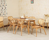 Antilia Solid Wood Six Seater Dining set with Six Chairs - Dining Set - Furniselan
