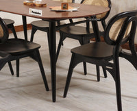 Antilia Solid Wood Six Seater Dining set with Six Chairs - Dining Set - Furniselan - Black-Finish