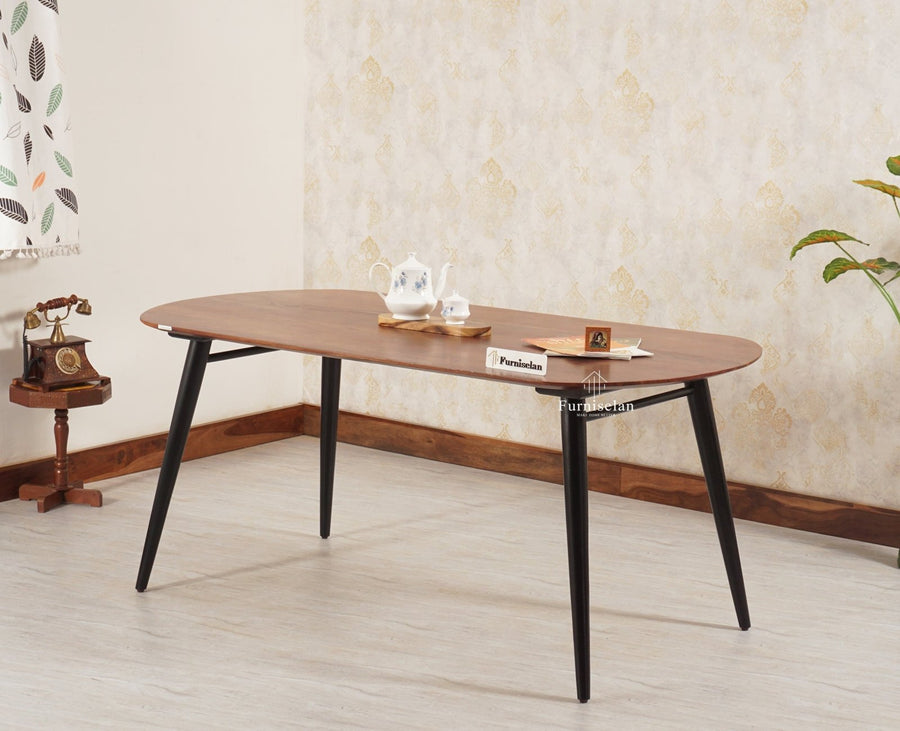 Antilia Solid Wood Six Seater Dining Table - Dining Set - Furniselan - Black Finish