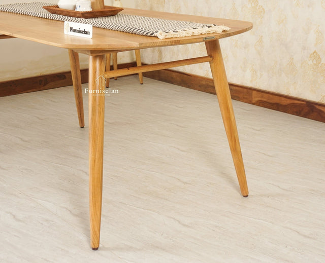 Antilia Solid Wood Six Seater Dining Table - Dining Set - Furniselan Natural Finish
