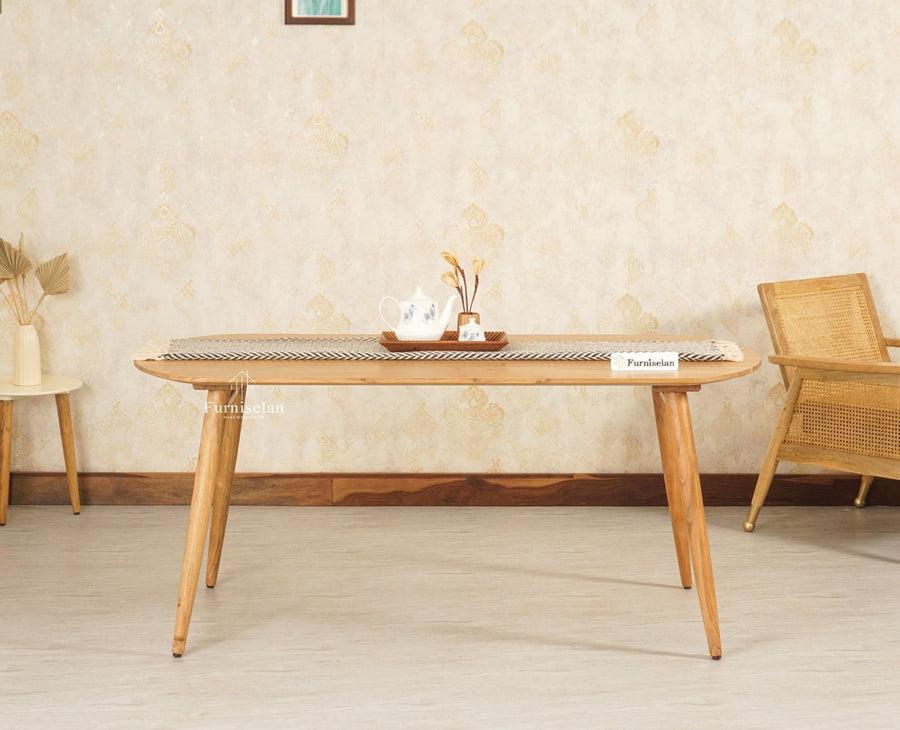Antilia Solid Wood Six Seater Dining Table - Dining Set - Furniselan Natural Finish