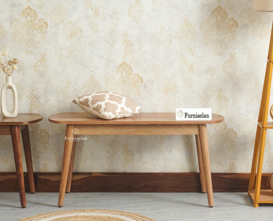 Antilia Solid Wood Two Seater Bench Furniselan Natural Finish