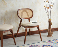 Antilia Wood Dining Chairs Set of Two With Cushion Seat Furniselan Teak finish