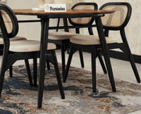Antilia Wooden Four Seater Dining Set with Four Chairs with Cushions 
Black Finish