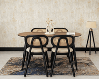 Antilia Wooden Four Seater Dining Set with Four Chairs with Cushions 
Black Finish