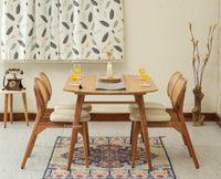 Antilia Wooden Four Seater Dining Set with Four Chairs with Cushions Natural Finish