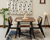Antilia Wooden Four Seater Dining Set with Four Chairs with Cushions 
Black Finish