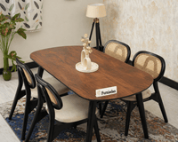 Antilia Wooden Four Seater Dining Set with Four Chairs with Cushions 
Black Finish