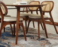 Antilia Wooden Four Seater Dining Set with Four Chairs with Cushions Teak Finish