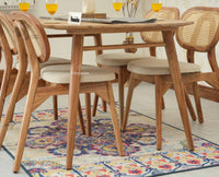 Antilia Wooden Four Seater Dining Set with Four Chairs with Cushions Natural Finish