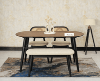 Antilia Wooden Four Seater Dining set with Two Chairs and Bench With 
Cushion Black Finish
