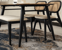Antilia Wooden Four Seater Dining set with Two Chairs and Bench With 
Cushion Black Finish
