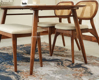 Antilia Wooden Four Seater Dining set with Two Chairs and Bench With 
Cushion Teak Finish
