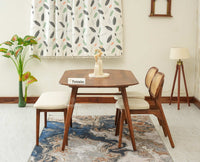 Antilia Wooden Four Seater Dining set with Two Chairs and Bench With 
Cushion Teak Finish
