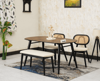 Antilia Wooden Four Seater Dining set with Two Chairs and Bench With 
Cushion Black Finish
