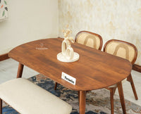 Antilia Wooden Four Seater Dining set with Two Chairs and Bench With 
Cushion Teak Finish
