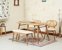 Antilia Wooden Four Seater Dining set with Two Chairs and Bench With 
Cushion
Natural Finish