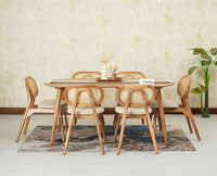 Antilia Wooden Six Seater Dining set Six Chairs with Cushion Natural Finish