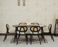 Antilia Wooden Six Seater Dining set Six Chairs with Cushion Black Finish